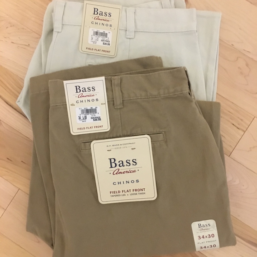 2 Pair Men’s Flat Front Bass Chinos